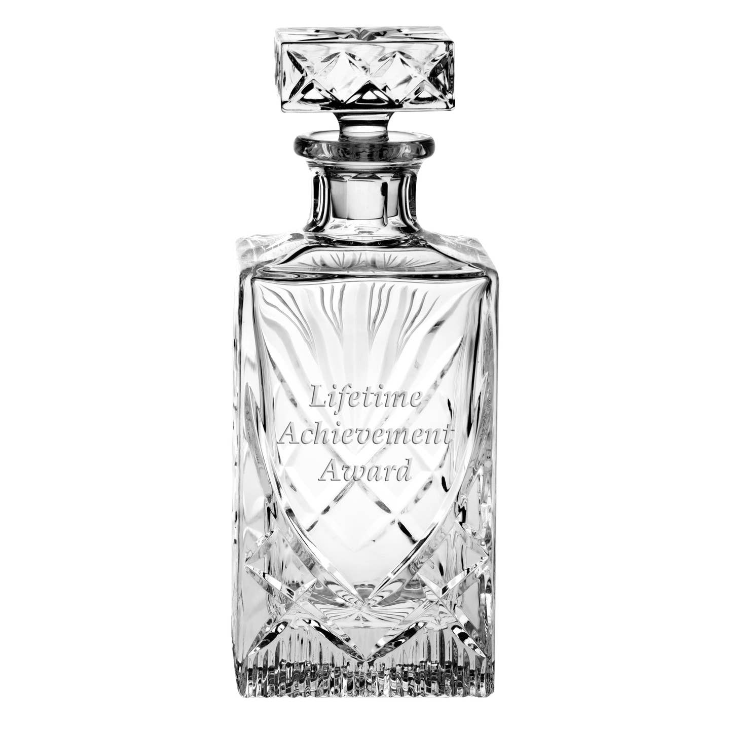 Barski Durham Hand-cut crystal Square Whiskey Decanter, 30 oz.