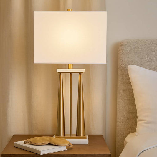 Table Lamp - Gold Metal Base with Marble Accents, 31 in.