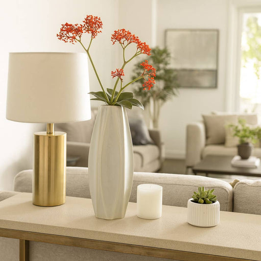 Decorative Vase - Neutral Ceramic Modern Sculpted, 16 in.