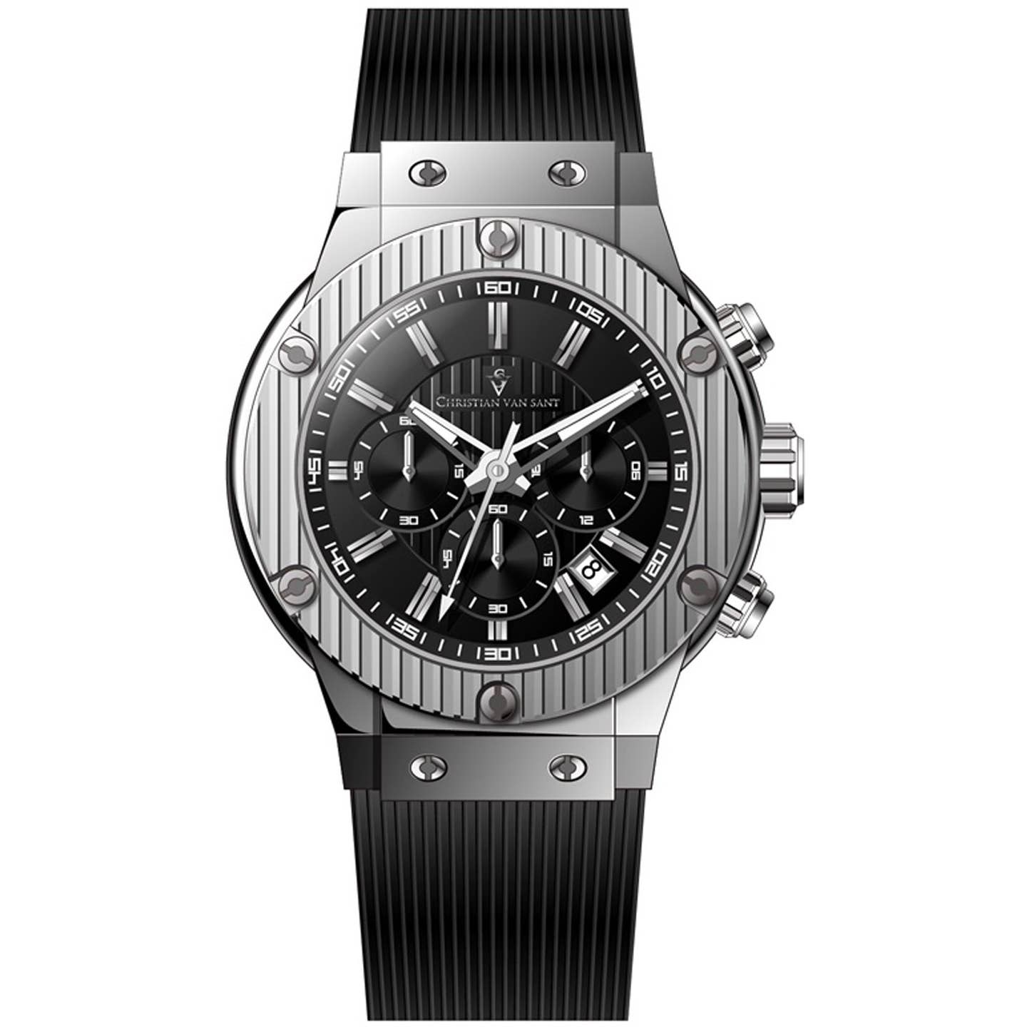 Christian Van Sant Monarchy Men's Quartz Watch, Black Dial