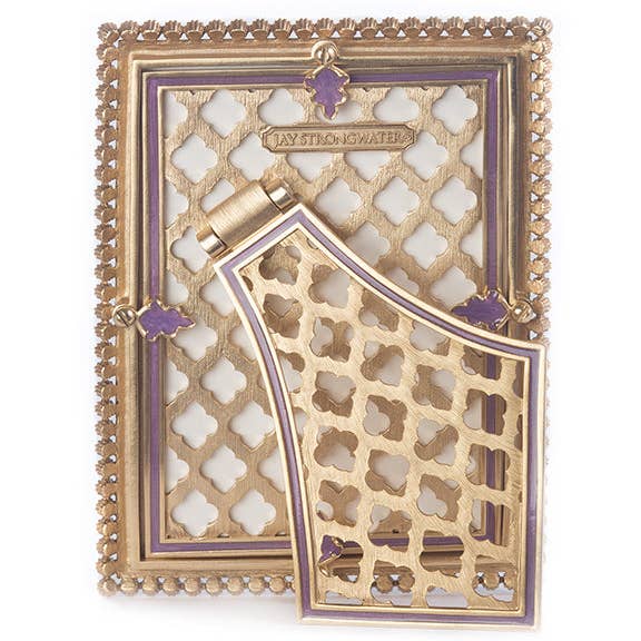 Jay Strongwater Lorraine Stone Edge 4" x 6" Swarovski Crystal Enamel Picture Frame, Lavender