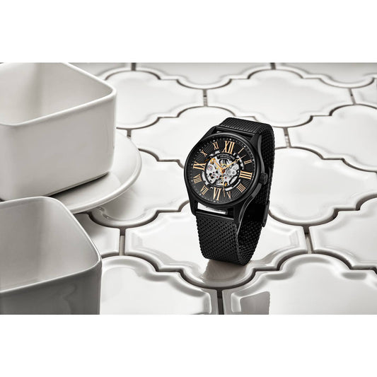Stuhrling Original Atrium 3942M Men's Automatic Skeleton Watch, 42mm, Black Case