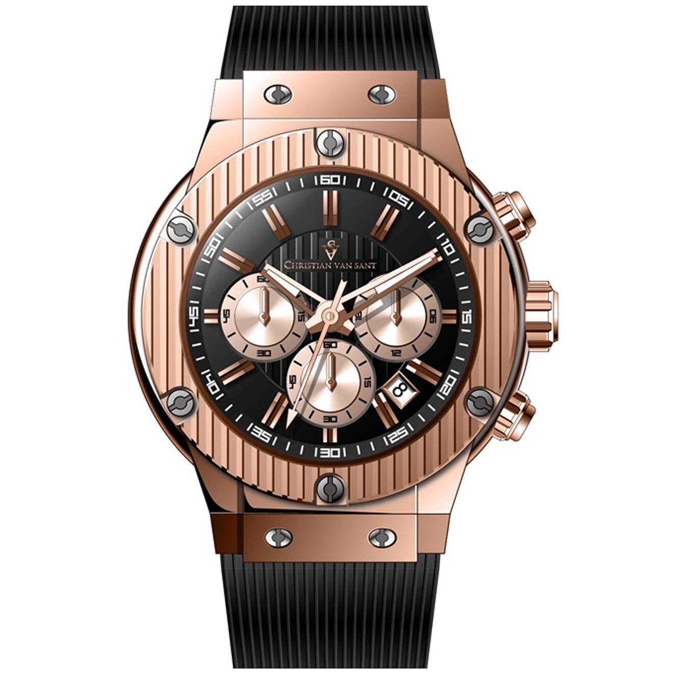Christian Van Sant Monarchy Men's Quartz Watch, Black Dial
