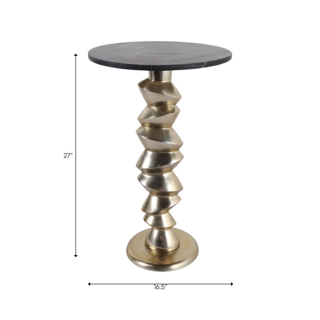 Side Table - Black Marble Top with Sculptural Base, 27 in.