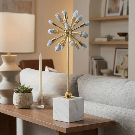 Sculpture - Blue Metal Starburst with Marble Base, 18 in.