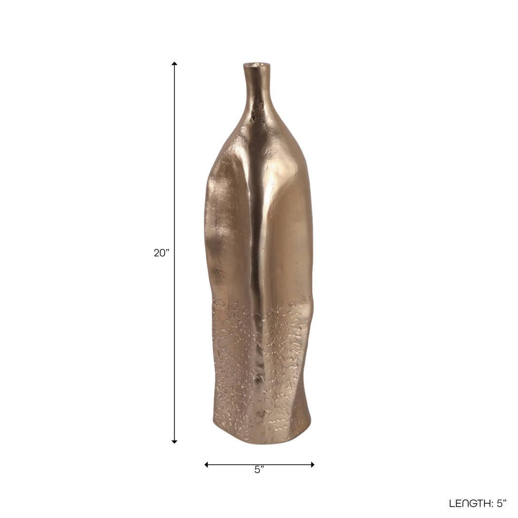 Decorative Vase - Gold Metal Modern Small Textured, 20 in.