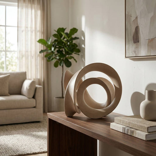 Decorative Sculpture - Tan Resin Interlocking Knot, 12 in.