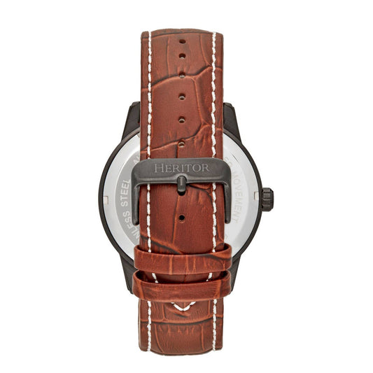 Heritor Davies Men's Automatic Semi-Skeleton Leather Watch, Style HERHS2506
