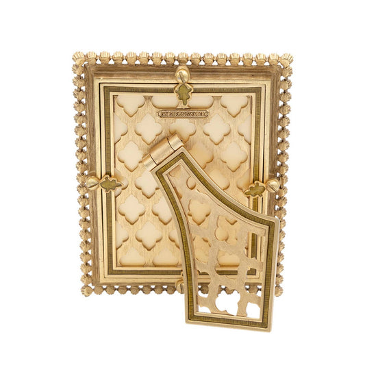 Jay Strongwater Emilia Stone Edge 3" x 4" Crystal Enamel Picture Frame, Gold