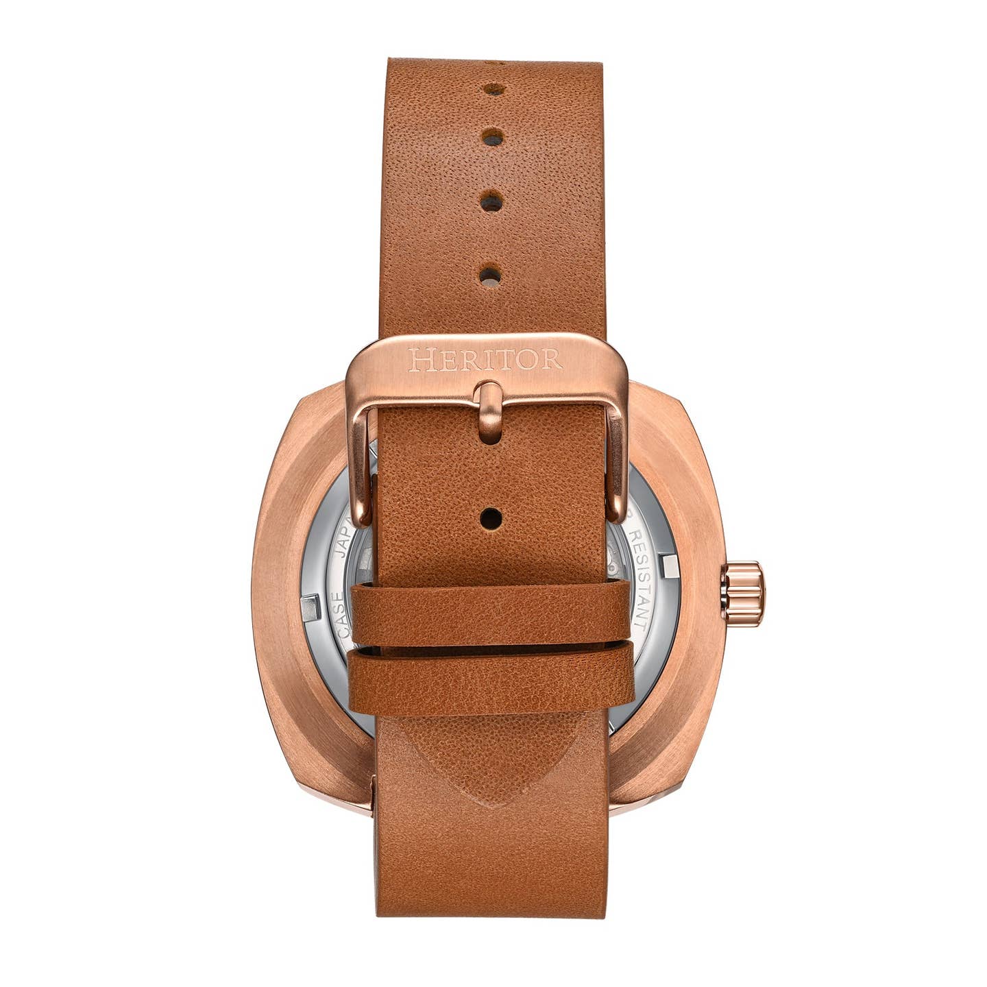 Heritor Davenport Men's Automatic Engraved-Case Leather Watch, Style HERHS3204