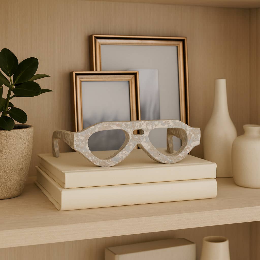 Decorative Object - Ivory Stone Unique Glasses, 9 in.