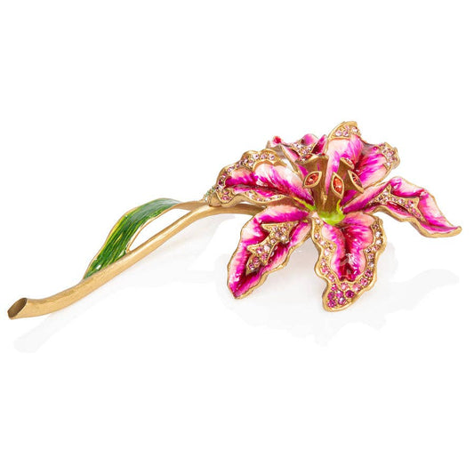 Jay Strongwater Stargazer Lily Flower Swarovski Crystal Enamel Gold-Finished Tabletop Object