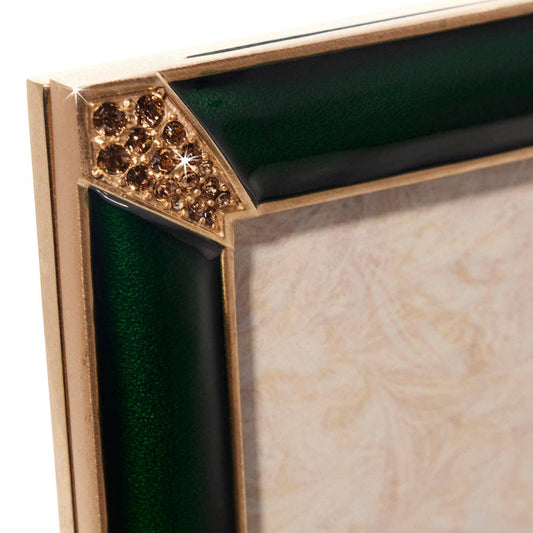 Jay Strongwater Lavinia 4" x 6" Crystal Enamel Picture Frame, Deep Emerald