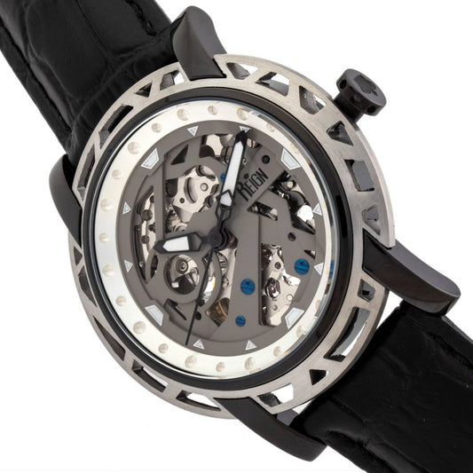 Reign Stavros Men's Automatic Skeleton Leather Watch