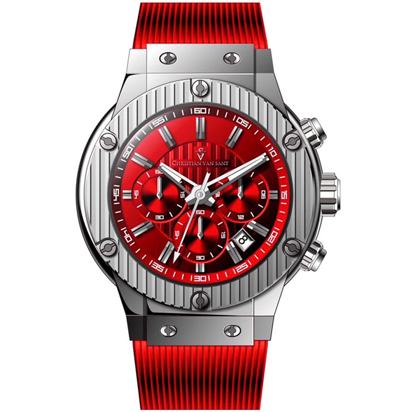 Christian Van Sant Monarchy Men's Quartz Watch, Red Dial