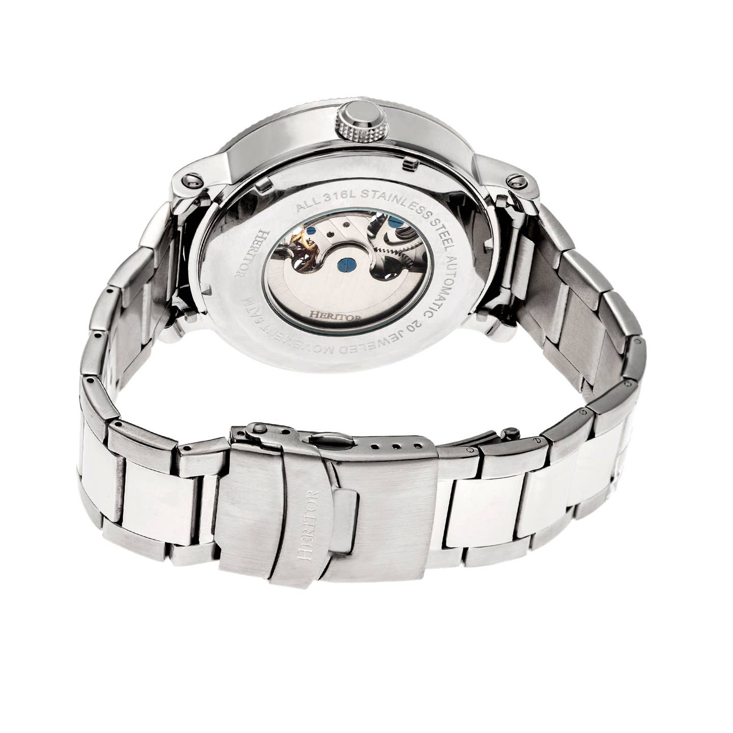 Heritor Aries Men's Automatic Skeleton Bracelet Watch, Silver/Black