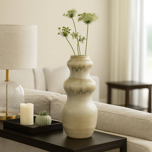 Decorative Vase - Gray Ceramic Minimalist Design, 19 in.