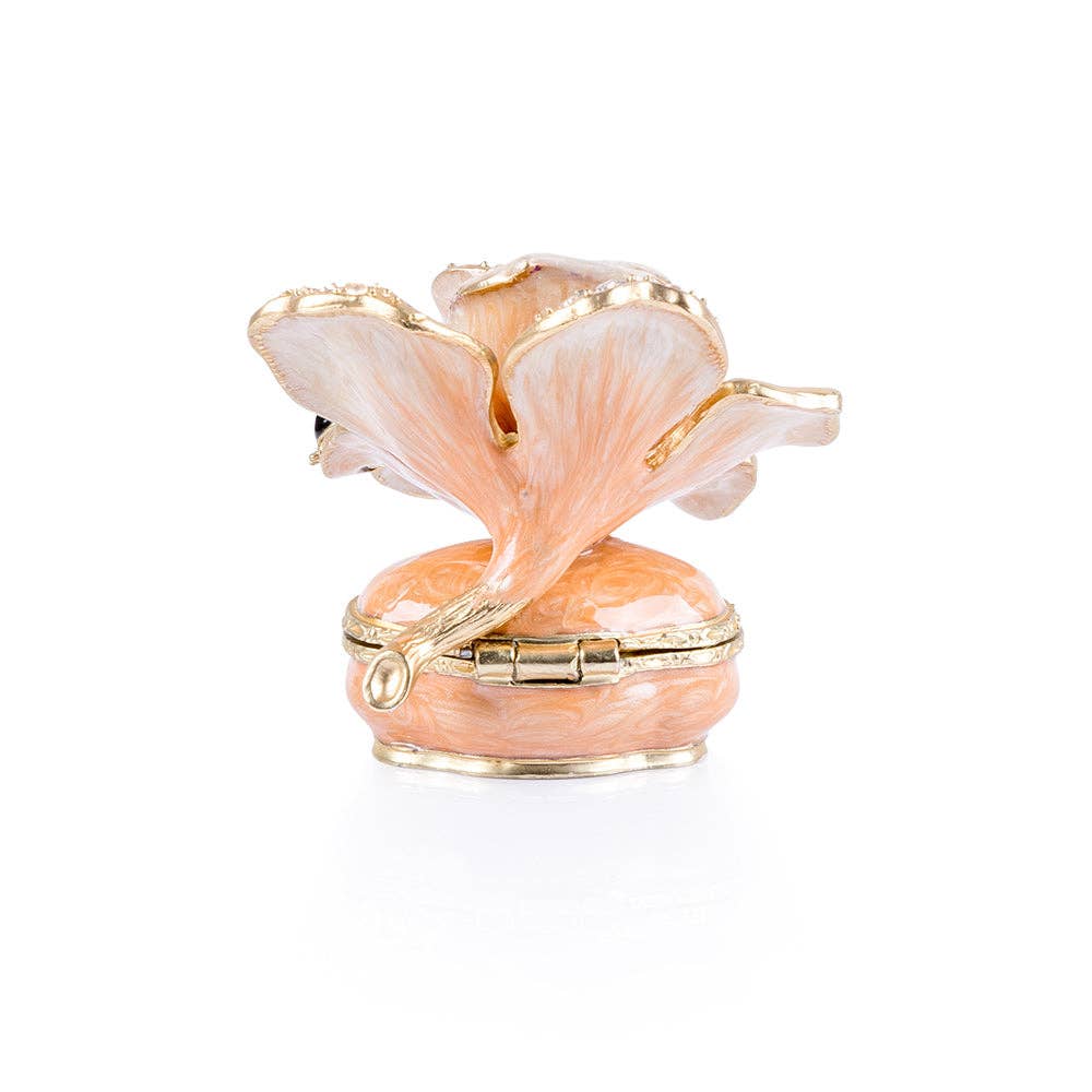 Jay Strongwater Rosalie Rose - Boudoir Decorative Box, Gold Crystal Enamel Gold-Finished