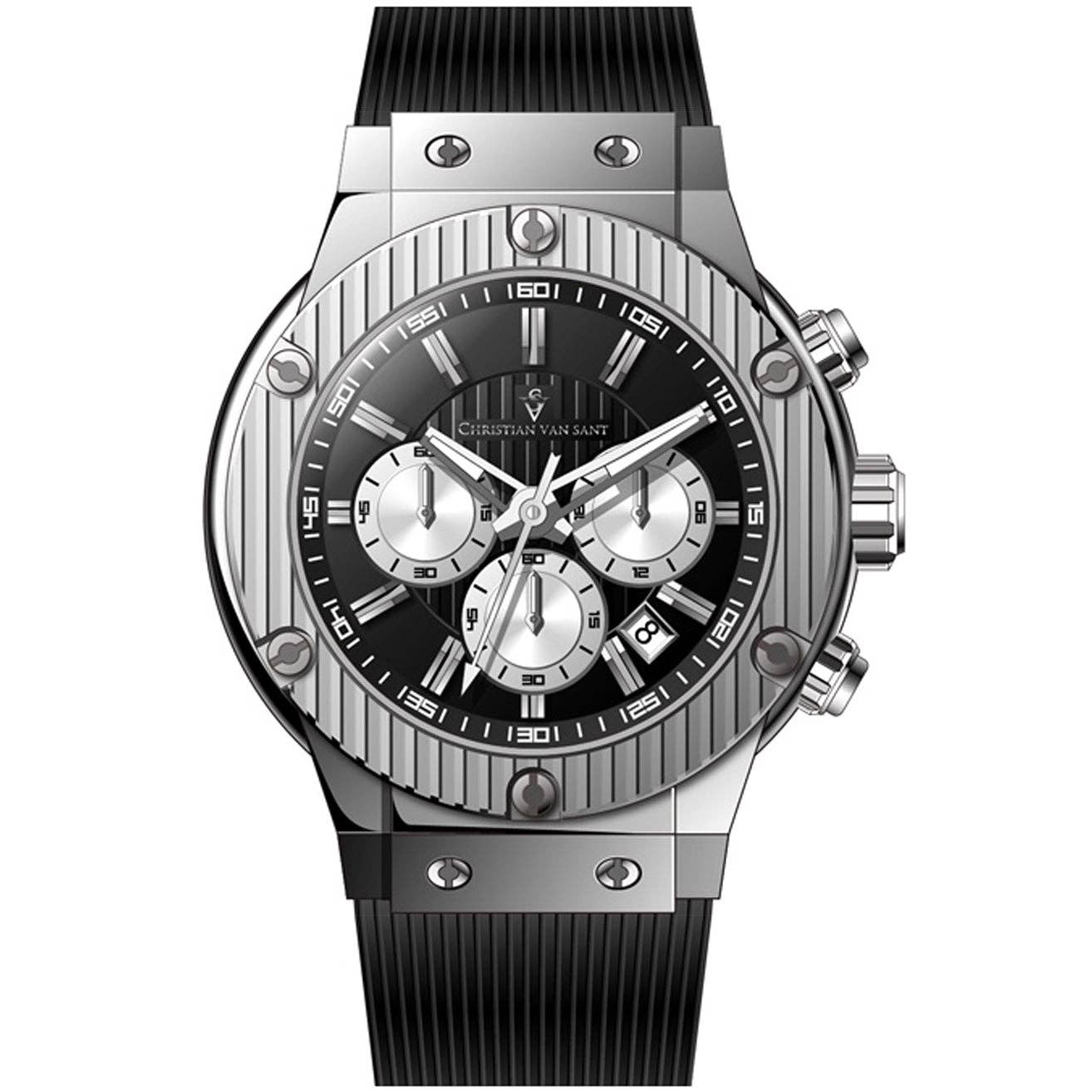 Christian Van Sant Monarchy Men's Quartz Watch, Black Dial