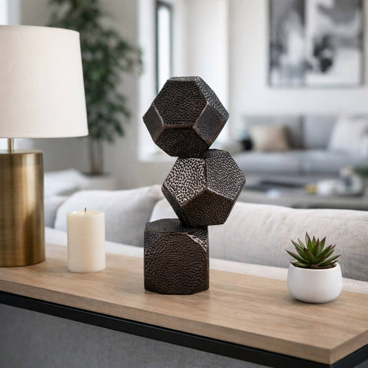 Decorative Sculpture - Bronze Metal 3-Sphere, 16 in.