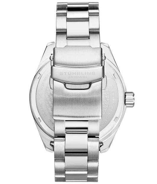 Stuhrling Original Symphony 3953 Men's Quartz Watch, Blue Dial, Silver Bezel, Silver Bracelet