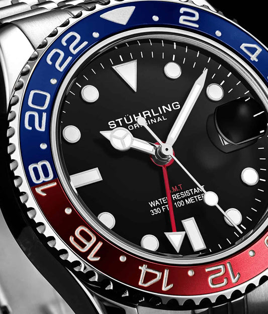 Stuhrling Original Meridian GMT Men's Quartz GMT Watch, 42mm, Style MZTGK