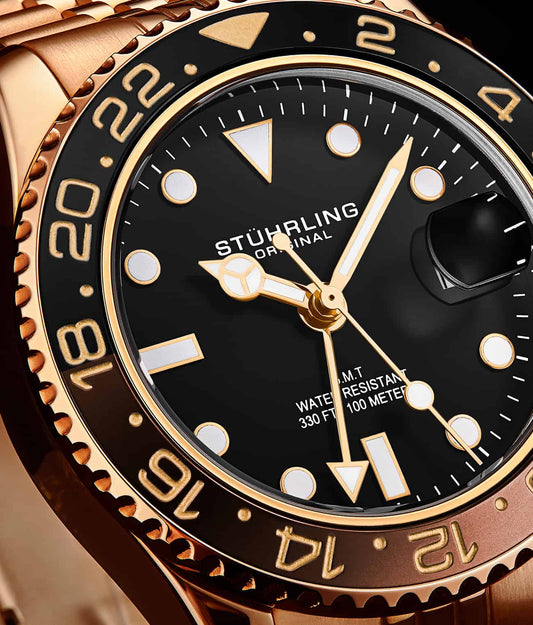 Stuhrling Original Meridian GMT Men's Quartz GMT Watch, 42mm, Style D25DG
