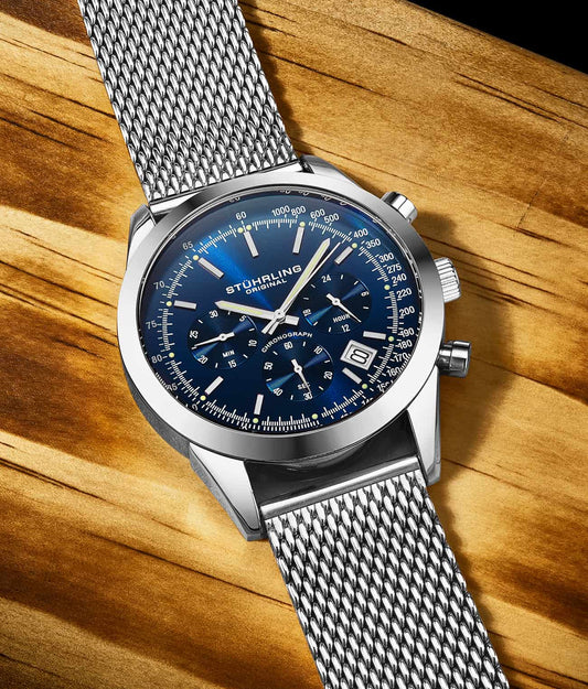 Stuhrling Original Rialto Men's Quartz Chronograph Watch, Blue Dial