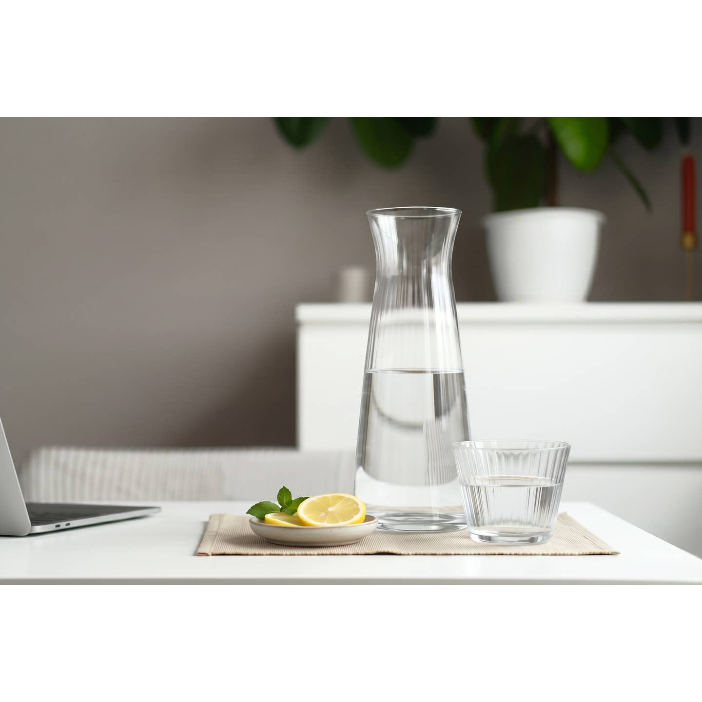 Luminous Crystal Bedside Carafe Set, 18 oz. decanter with 5 oz. cup