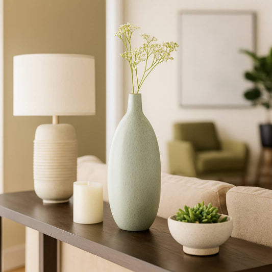 Decorative Vase - Green Ceramic Portugal Style, 21 in.