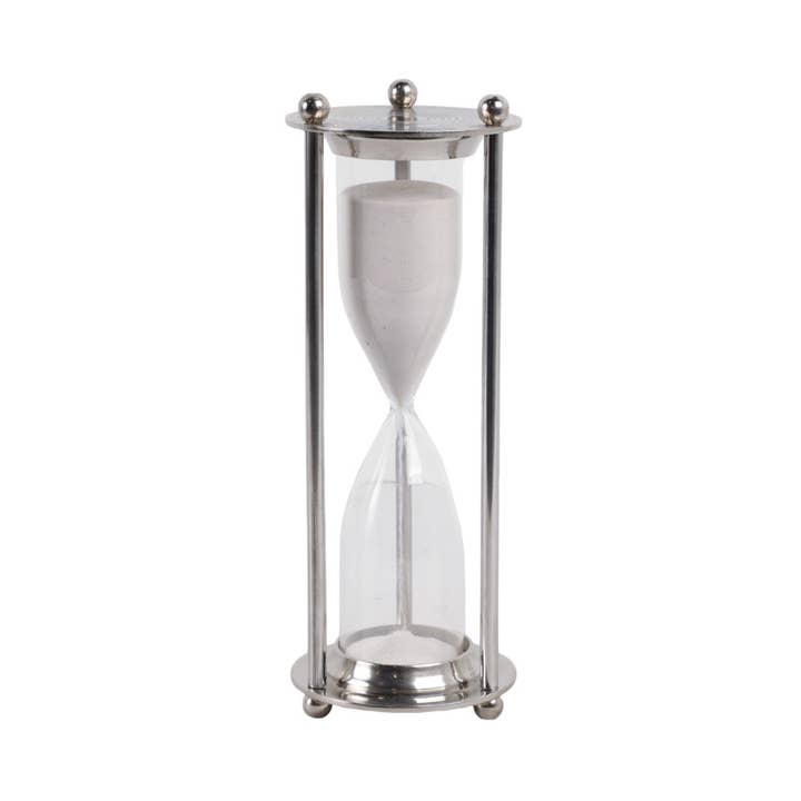 Decorative Object - Silver Metal Modern Hourglass, 11 in.