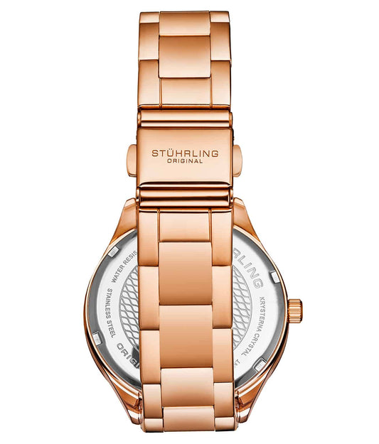 Stuhrling Original Saylor 4019 Women's Quartz Watch, 38mm, Rose Gold-Tone Stainless Steel Bracelet, Crystal-Accented Bezel
