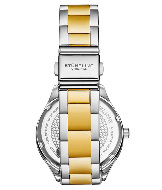 Stuhrling Original Saylor 4019 Women's Quartz Watch, 38mm, Two-Tone Gold & Silver Bracelet, Crystal-Accented Bezel