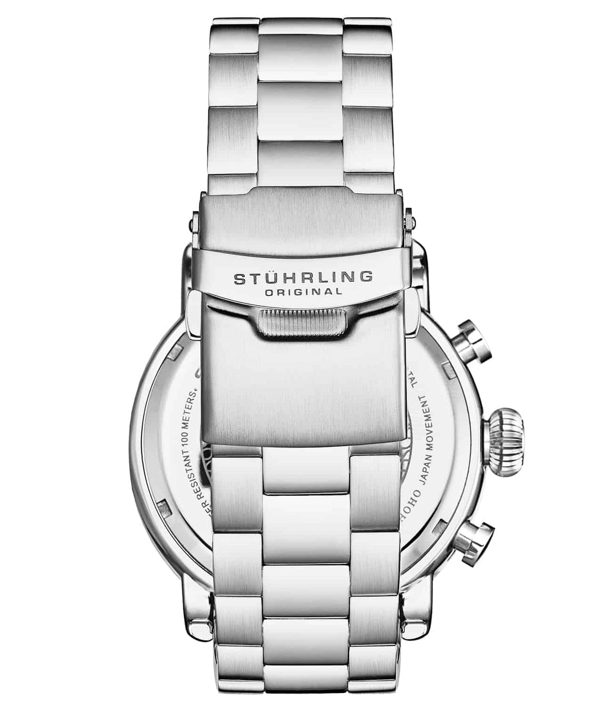 Stuhrling Original Dualmode 4040 Men's Quartz Chronograph Watch, 48mm, Green Dial, SS Link Bracelet