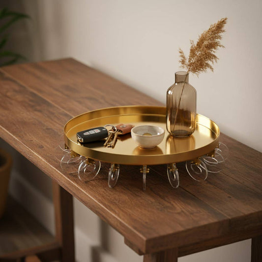 Decorative Bowl - Gold Metal Clear Acrylic Ring Base, 16 in.
