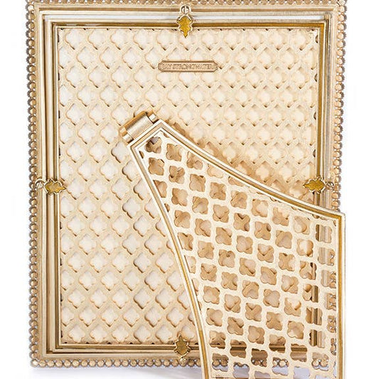Jay Strongwater Laetitia Stone Edge 8" x 10" Crystal Enamel Picture Frame, Gold