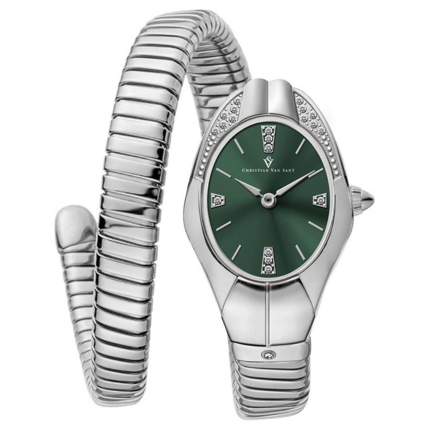 Christian Van Sant Naga Women's Quartz Watch, Green Dial