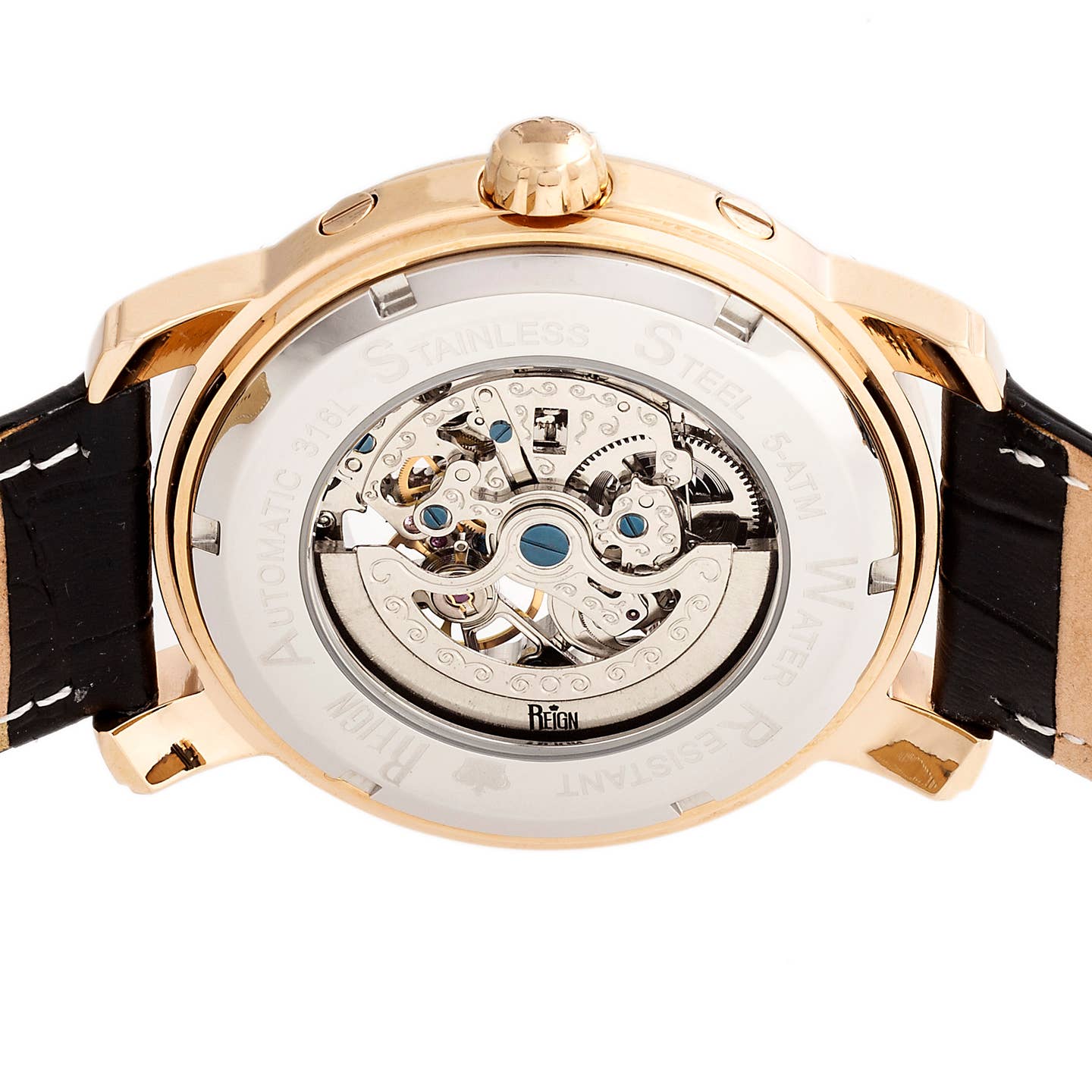 Reign Kahn Men's Automatic Skeleton Leather Watch