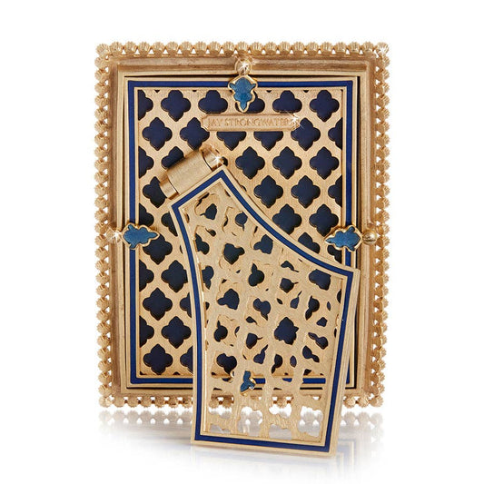 Jay Strongwater Lorraine Stone Edge 4" x 6" Crystal Enamel Picture Frame, Lapis