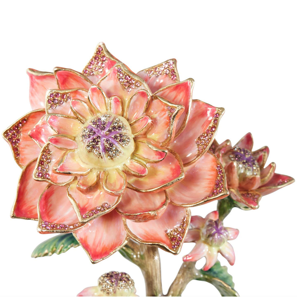 Jay Strongwater Persephone Dahlia Floral Crystal Enamel Gold-Finished Tabletop Object