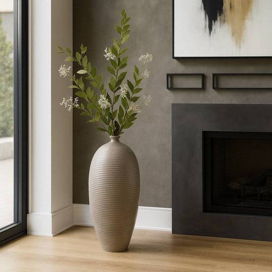 Decorative Vase - Beige Ceramic Oversized Portugal, 28 in.