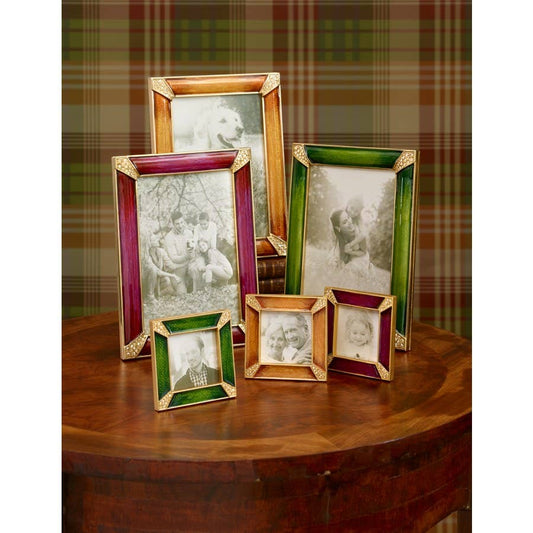 Jay Strongwater Leland Pavé Corner 2" Swarovski Crystal Enamel Picture Frame, Bouquet