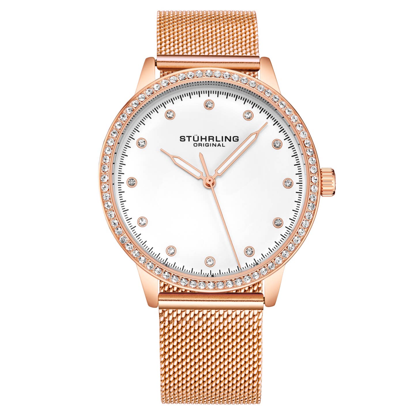 Stuhrling Original Dorset 3904 Women's Quartz Watch, 38mm, White Dial, Silver-Tone Mesh Bracelet