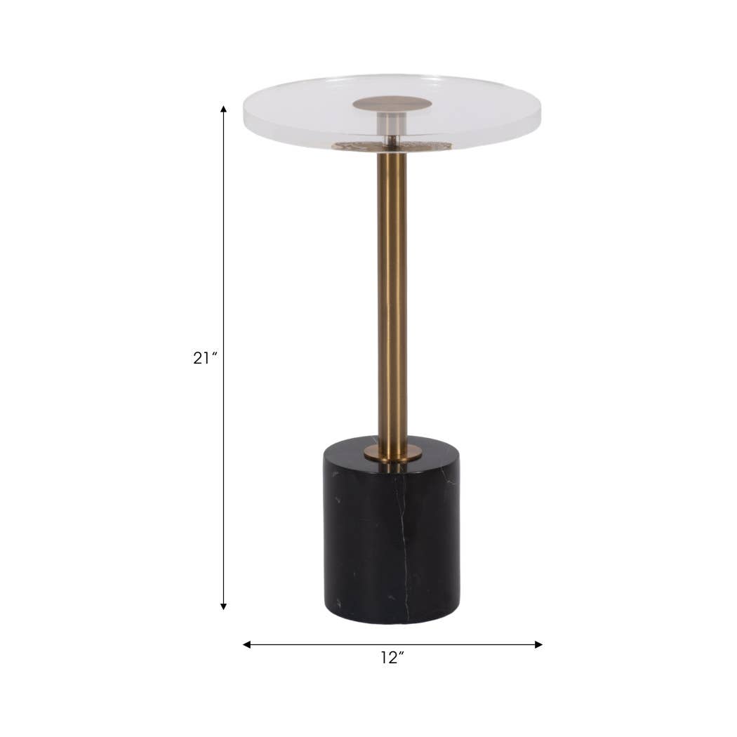 Side Table - Clear Glass Top with Gold Pedestal Base, 21 in.