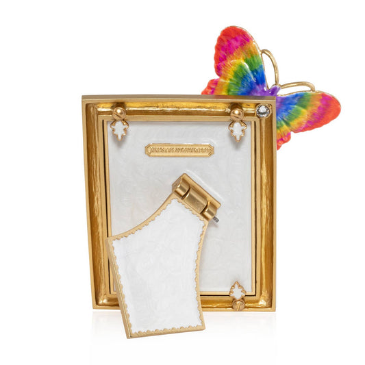 Jay Strongwater Nova Butterfly 3" x 4" Crystal Enamel Picture Frame, Rainbow