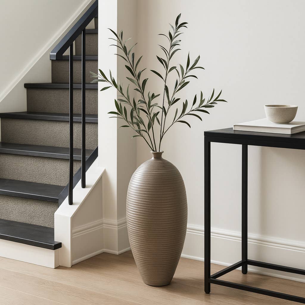 Decorative Vase - Beige Ceramic Oversized Portugal, 28 in.