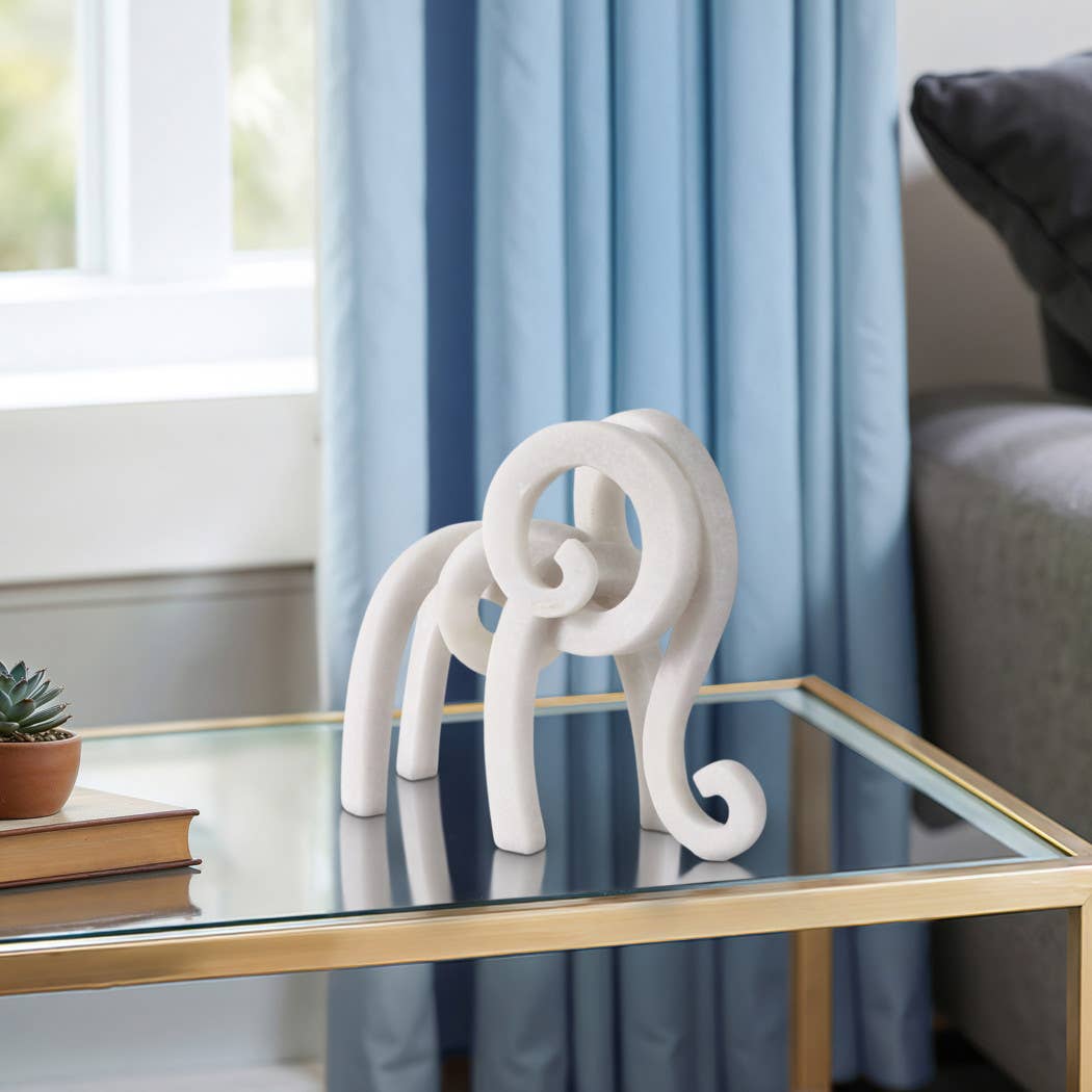 Decorative Sculpture - White Resin Elephant, 10 in.