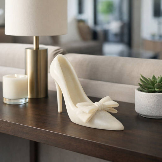 Decorative Object - White Resin Elegant High Heel, 9 in.