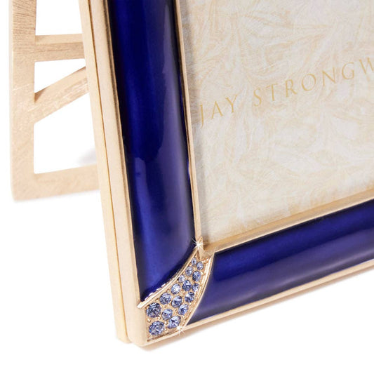 Jay Strongwater Lavinia 4" x 6" Crystal Enamel Picture Frame, Delft Garden
