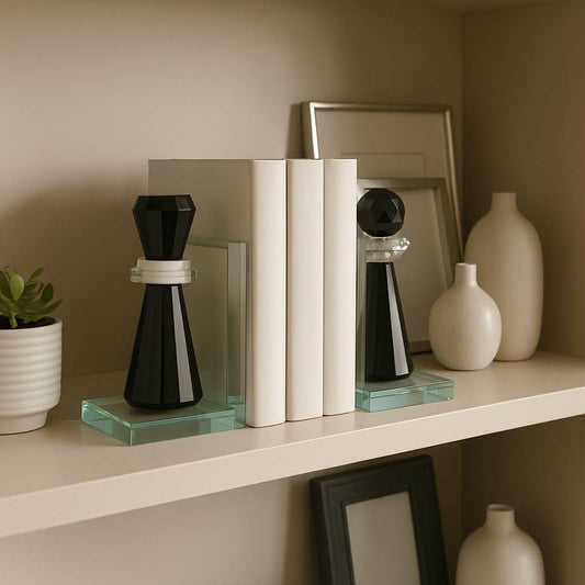 Bookends Set of 2 - Clear Crystal Chess Piece, 7 in.